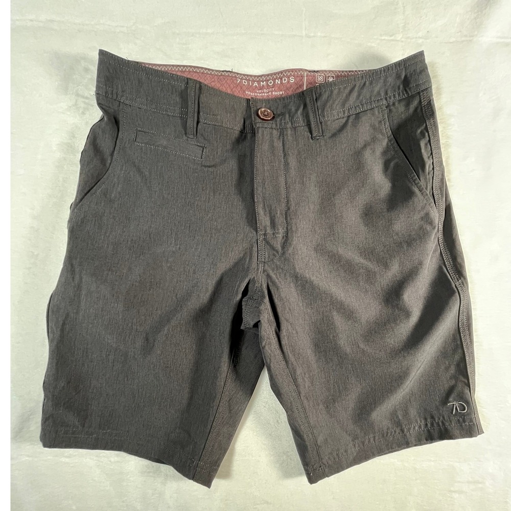 7Diamonds Mens 30 Shorts Velocity Performance Gray 9" inseam